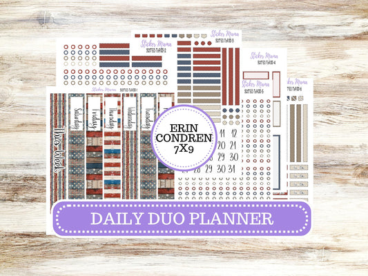 Erin Condren Daily Duo Planner Sticker Kit | 3217 Old Glory