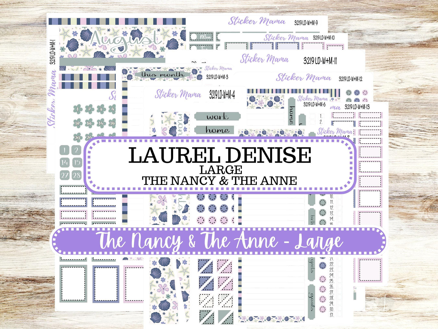 Laurel Denise Large Nancy & Large Anne Planner Sticker Kit | Vertical Horizontal Week + Month | August Tropical Trinkets 3219 | 5-26