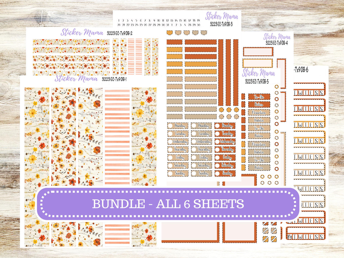 Erin Condren Dashboard Planner Kit DB | 3223 Fall Pressed Flowers November