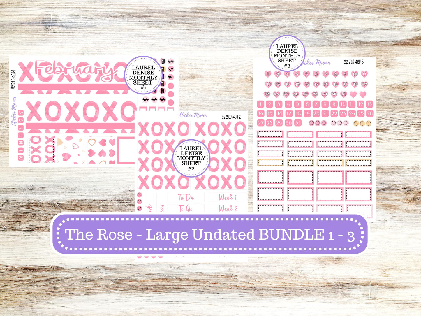 LD "The Rose" - Large Undated Sewn || 4 COLUMN Undated (formerly project undated). Planner Kit #3212 || Love Notes || 10-25