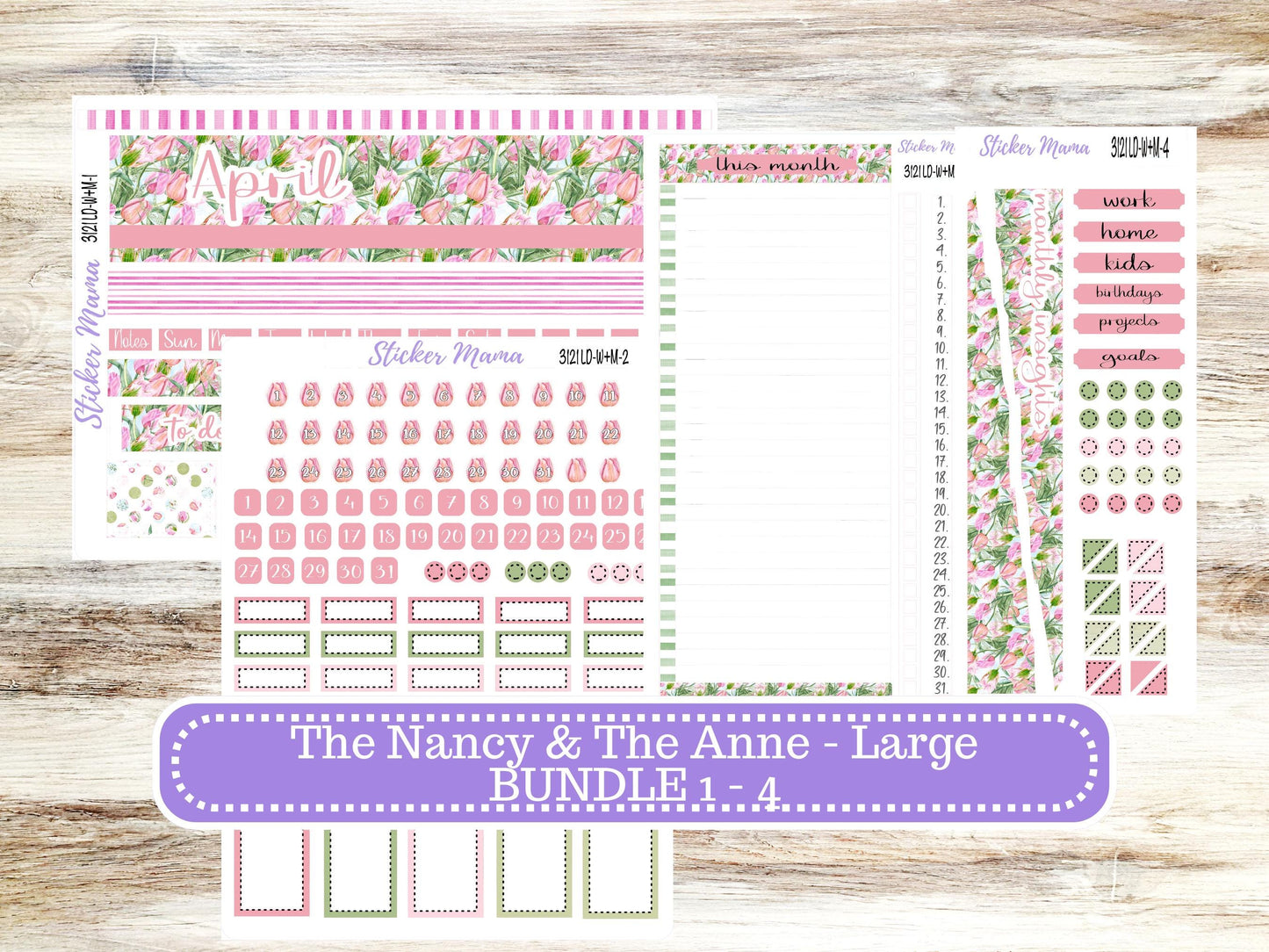 LD “The Nancy & Anne” Large || Week + Month PLANNER Monthly Kit #3121 Easter Petals || Horizontal Vertical Kit || 12-25