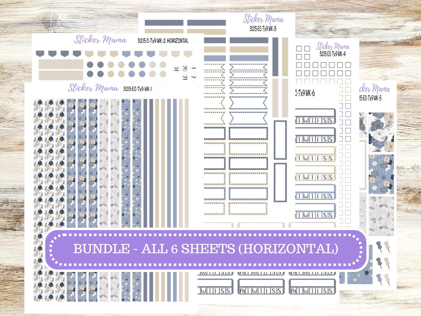 Erin Condren Weekly Planner Kit | Vertical & Hourly Stickers | WK-3215 Charming Roses