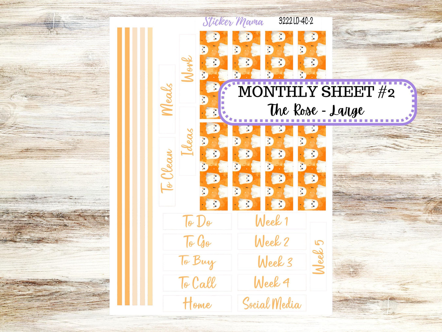 Laurel Denise Large Rose Planner Sticker Kit | 4 Column Mini | Project Mini  | 3222 Cozy Ghost October | 7-26
