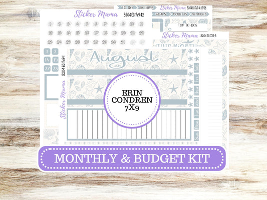 ERIN CONDRE Monthly  Kit-3204 || 7X9 || Coastal Charm Stickers  || - ec August Monthly Kit - Monthly Planner Kits - Monthly Budget