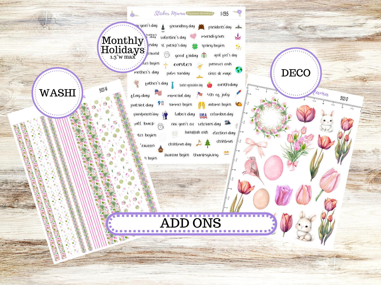 LD BOOK-BOUND Planner Kit #3121 || The Mae || The Kristy || Bookbound || April Easter Petals Laurel Denise Sticker Kit ||  12-25