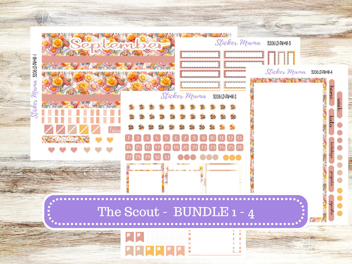 Laurel Denise Large Scout Planner Sticker Kit | Portrait Weekly + Monthly | September Falling Color 3206 | 6/26
