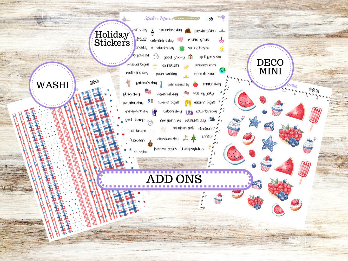 Laurel Denise Small Scout Planner Sticker Kit | Portrait Weekly + Monthly | July Patriotic Festivities 3205 | 4-26
