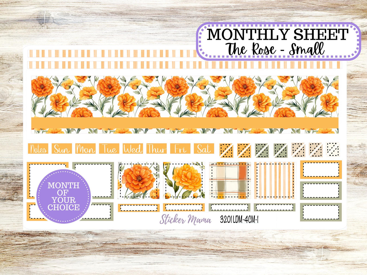 Laurel Denise Small Rose Planner Sticker Kit | 4 Column Mini | Project Mini  | Month of your Choice 3201 Fall Colors | 5-26