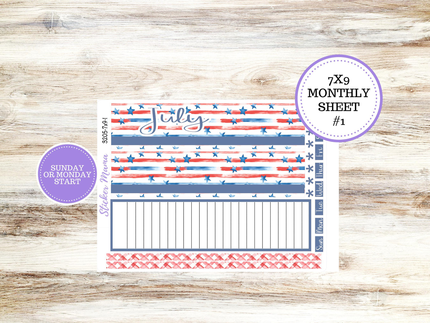 Erin Condren 7x9 Monthly Planner Sticker Kit | 3205 Patriotic Festivities