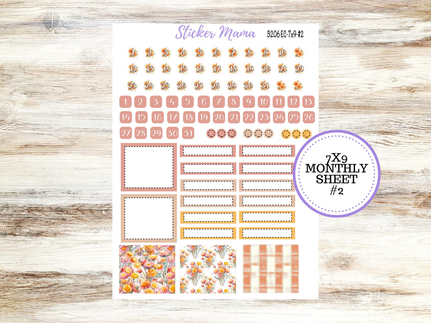 Erin Condren Monthly  Kit  7X9 | 3206 Falling Colors Stickers  | September