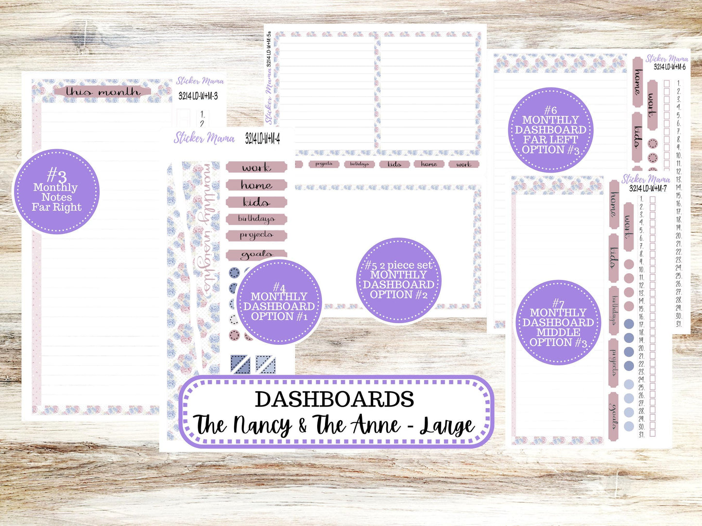 LD “The Nancy & Anne” Large || Week + Month PLANNER Monthly Kit #3214 Peony Palace || Horizontal Vertical Kit || 12-25