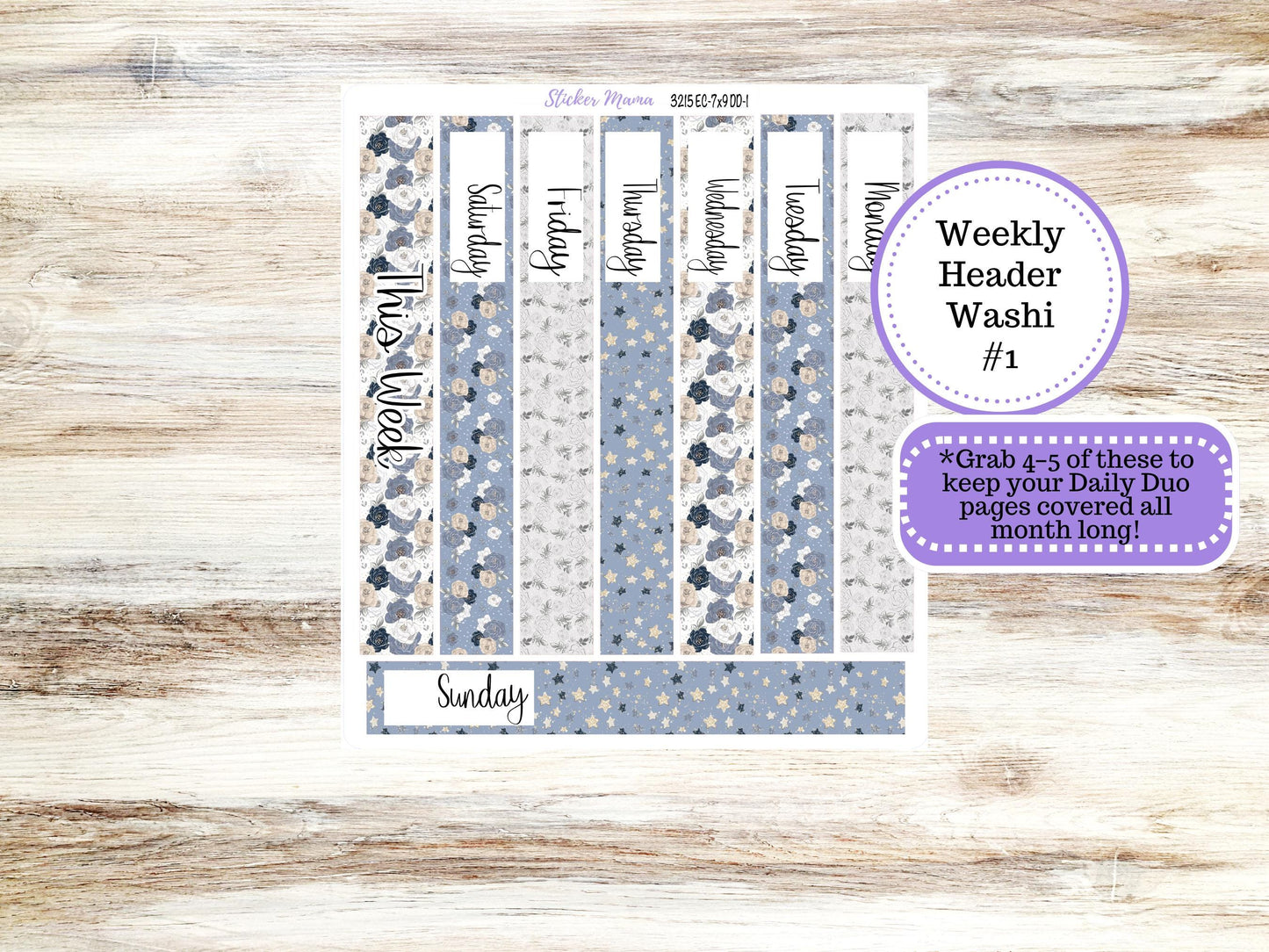 Erin Condren Daily Duo Planner Sticker Kit | DD-3215 Charming Roses