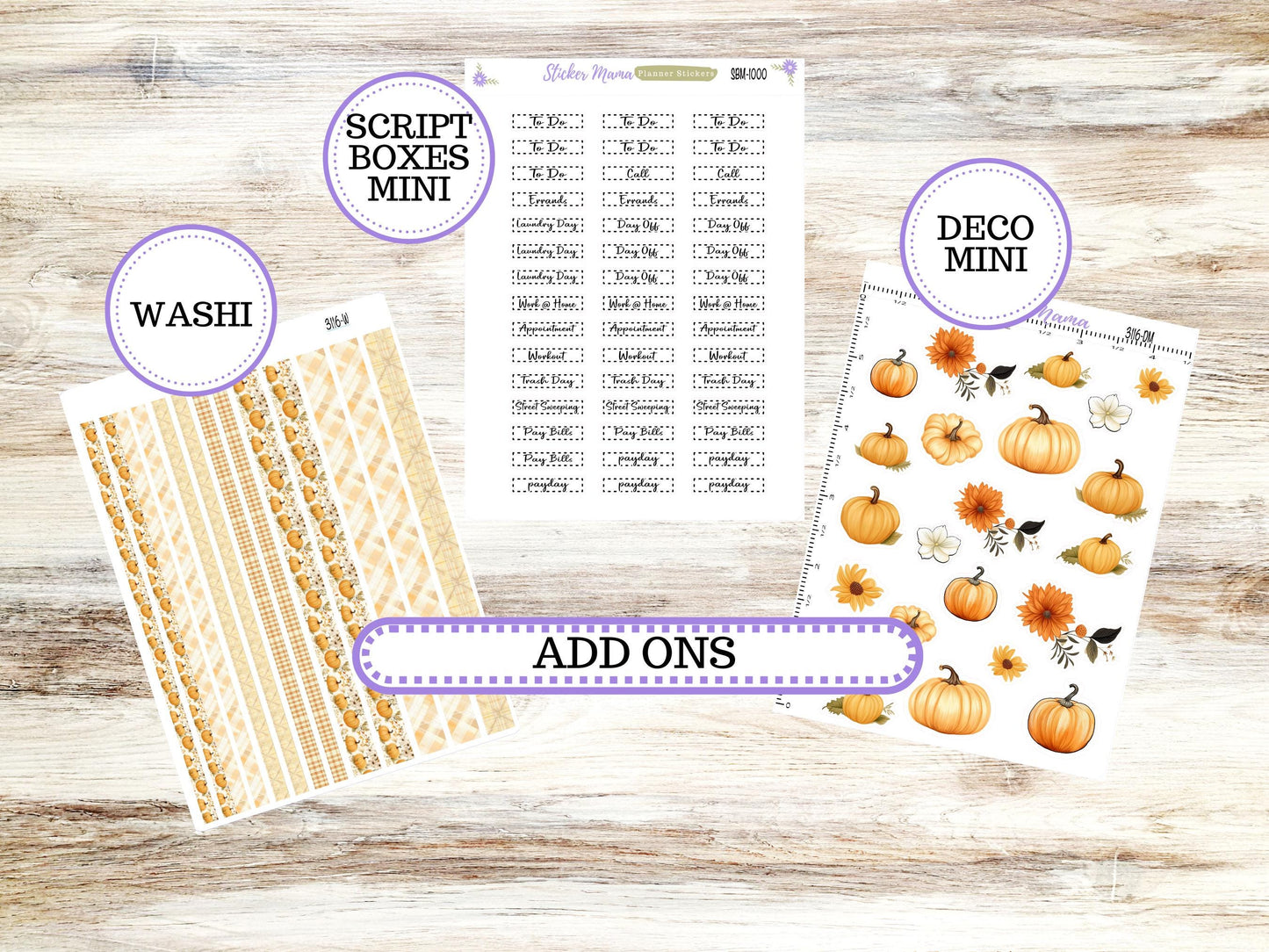 Laurel Denise Small Anne and Nancy Planner Sticker Kit | Small Week + Month | Choose your own Month 3116 Pumpkin Spice | 7-26