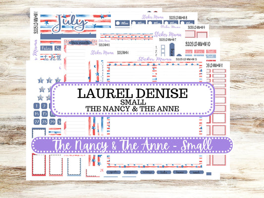 Laurel Denise Small Anne and Nancy Planner Sticker Kit | July Patriotic Festivities 3205 | 4-26
