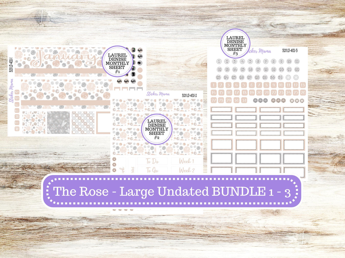 LD "The Rose" - Large Undated Sewn || 4 COLUMN Undated (formerly project undated). Planner Kit #3211 || Pastel Wonderland || 10-25