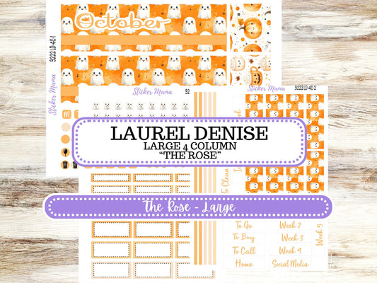 Laurel Denise Large Rose Planner Sticker Kit | 4 Column Mini | Project Mini  | 3222 Cozy Ghost October | 7-26