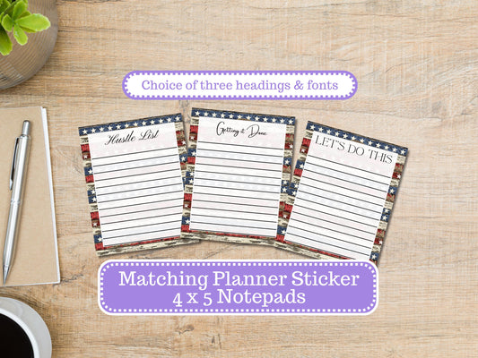Old Glory 3217 Notepad | 4 x 5 | To Do List | Shopping List | Note Pad