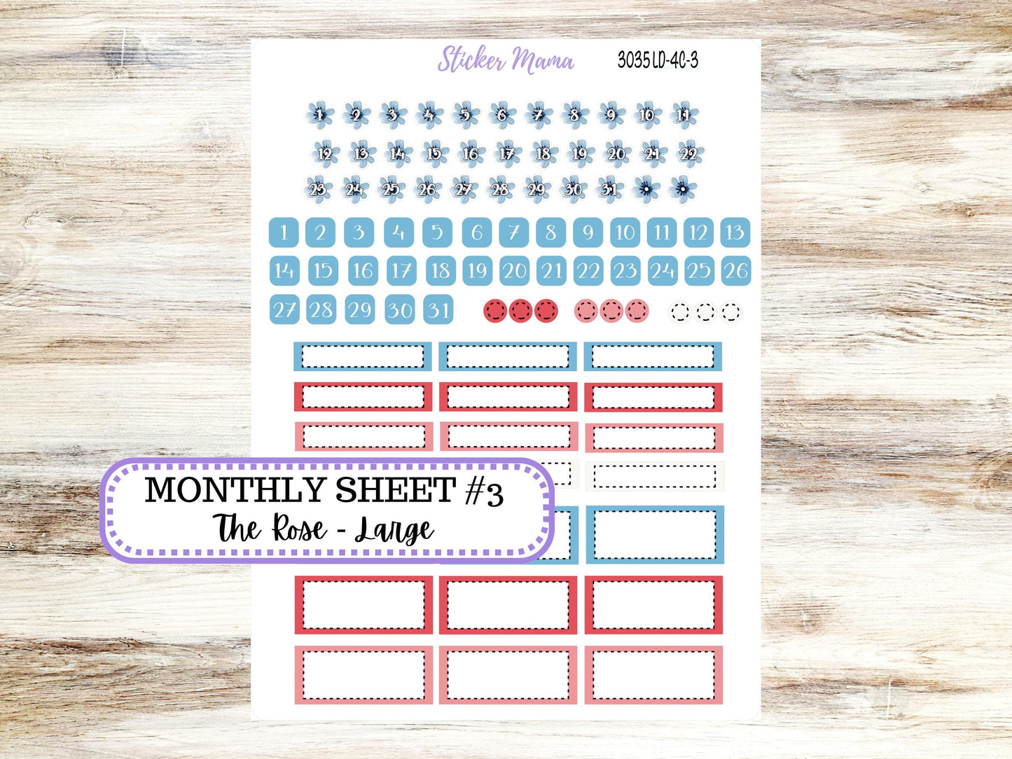 Laurel Denise Large Rose Planner Sticker Kit | 4-COLUMN (formerly project) | July 3035 American Dream | 4-26
