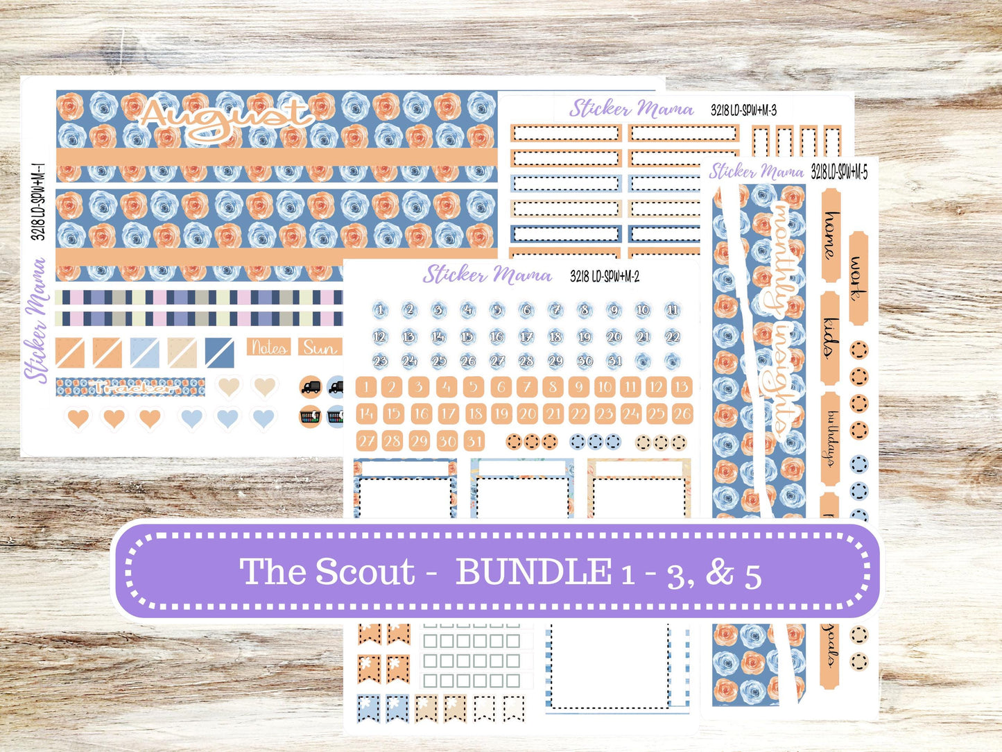 Laurel Denise Small Scout Planner Sticker Kit | Portrait Weekly + Monthly | August 3218 Blossom Breeze 3218 | 5-26