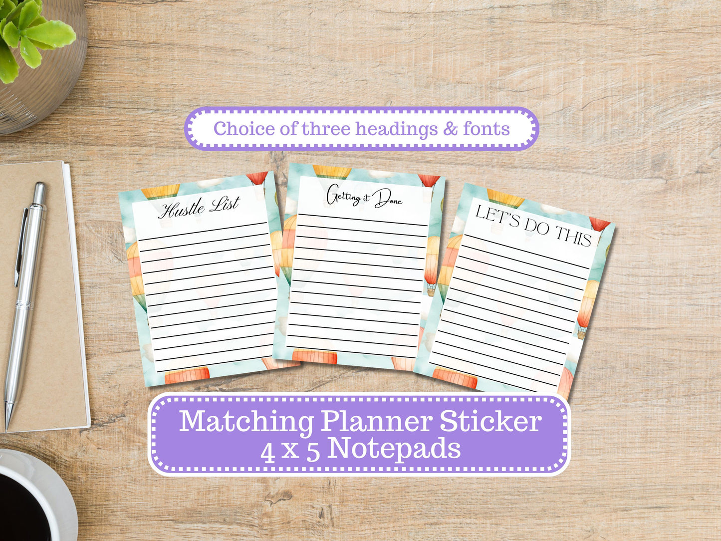 Hot Air Balloons 3113 Notepad | 4 x 5 | To Do List | Shopping List | Note Pad