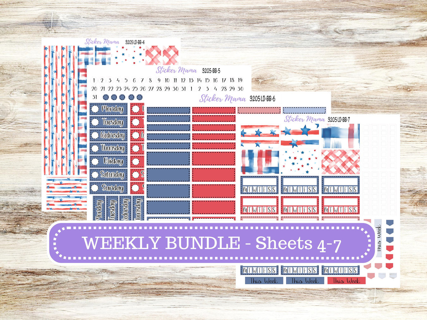 Laurel Denise Mae and Kristy Planner Sticker Kit | Book-Bound | July 3205 Patriotic Festivities