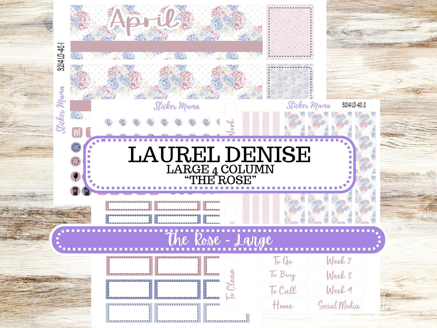 LD "The Rose" Large || 4-COLUMN (formerly project)  Planner Kit #3214 || April Peony Palace || Laurel Denise Stickers || 12-25