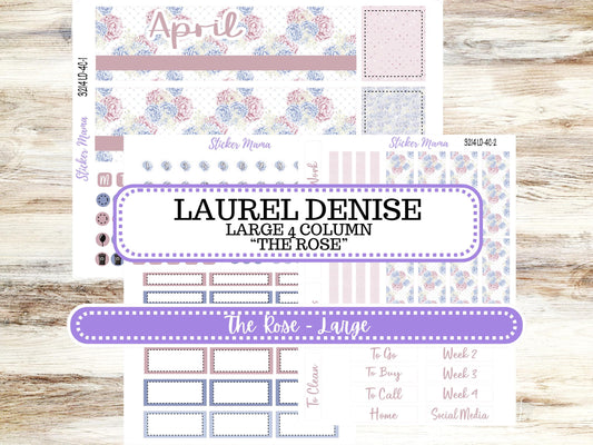 LD "The Rose" Large || 4-COLUMN (formerly project)  Planner Kit #3214 || April Peony Palace || Laurel Denise Stickers || 12-25