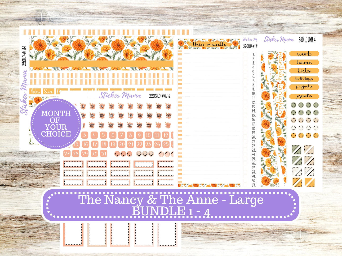 Laurel Denise Large Nancy & Anne Planner Sticker Kit | Vertical Horizontal Week + Month | Month of your Choice 3201 Fall Colors | 5-26