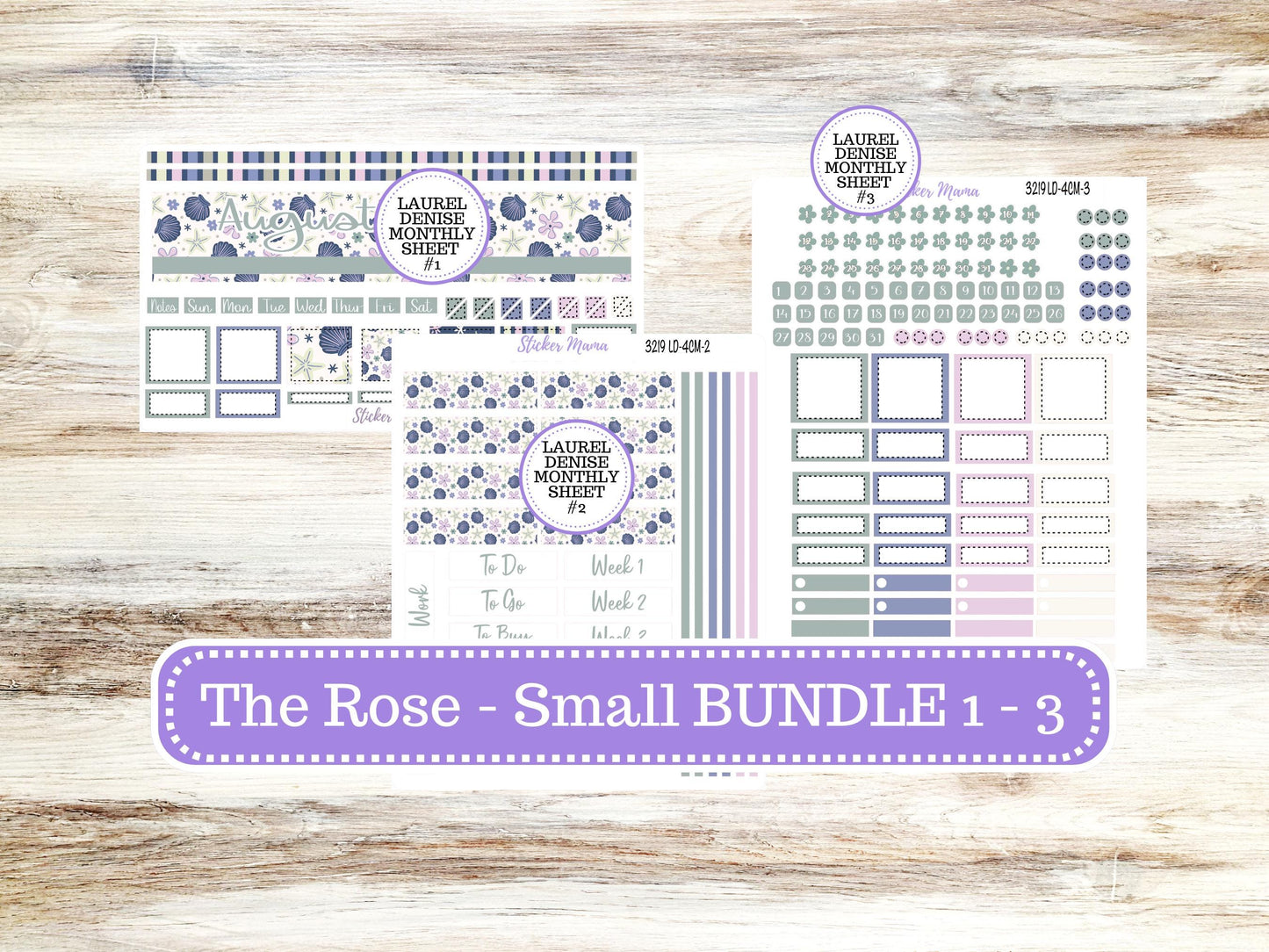 Laurel Denise Small Rose Planner Sticker Kit | 4 Column Mini | Project Mini  | August 3219 Tropical Trinkets | 5-26