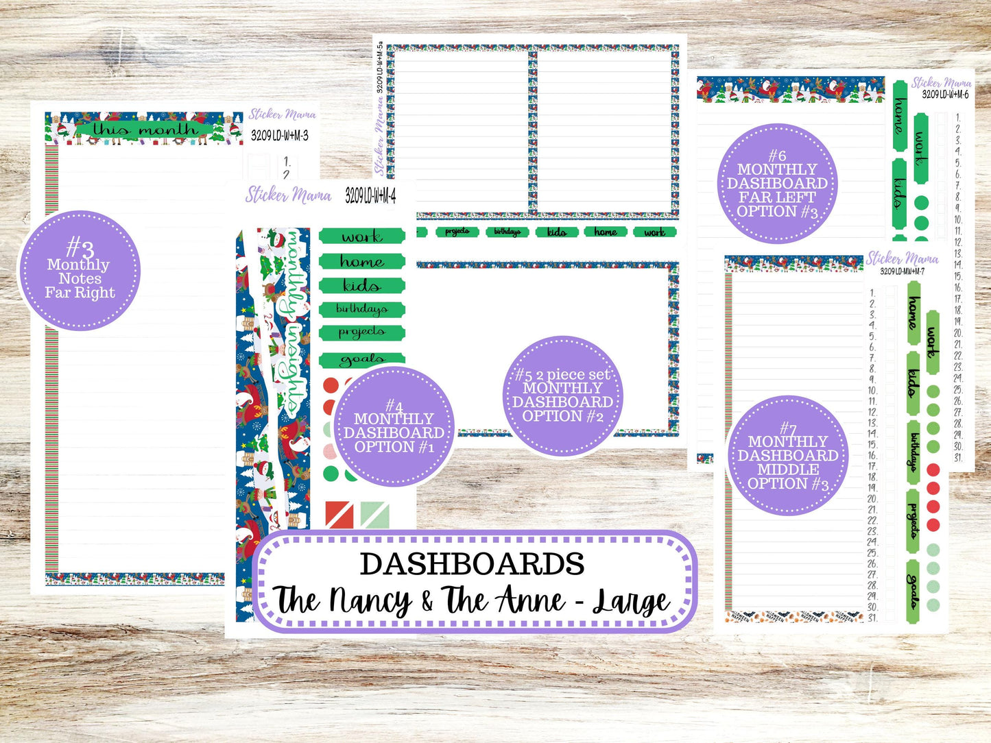 LD “The Nancy & Anne” Large || Week + Month PLANNER Monthly Kit #3209 || Laurel Denise Horizontal Vertical Kit || Jolly Pines || 9-25