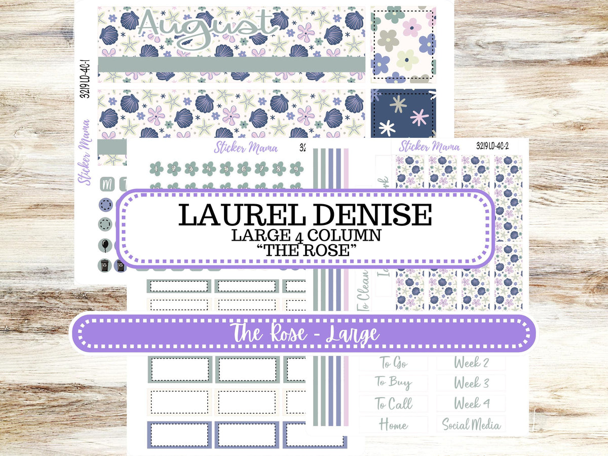 Laurel Denise Large Rose Planner Sticker Kit | 4-COLUMN (formerly project) | August Tropical Trinkets 3219 | 5-26