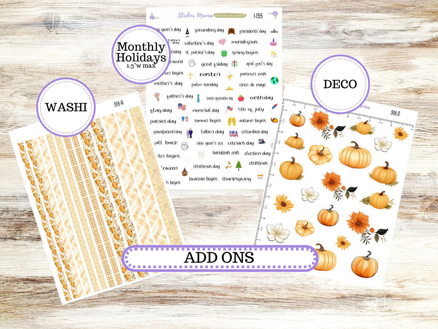 Laurel Denise Mae and Kristy Planner Sticker Kit | Book-Bound | BookBound | Floral Harvest November #3116 |  9-25