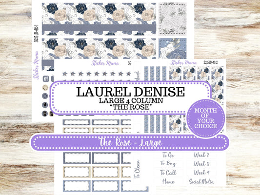 Laurel Denise Large Rose Planner Sticker Kit | 4-COLUMN (formerly project) | Month of your Choice #3215 Charming Roses | 1-26