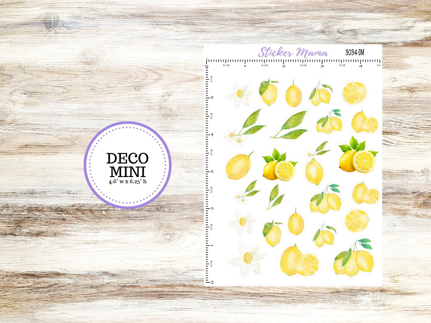 DECO-3034 || Watercolor Lemons Deco || PLANNER STICKERS || Lemon Stickers || Lemon Deco