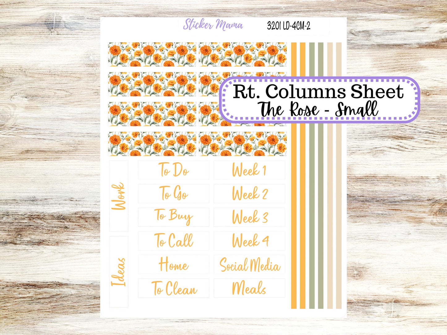 Laurel Denise Small Rose Planner Sticker Kit | 4 Column Mini | Project Mini  | Month of your Choice 3201 Fall Colors | 5-26
