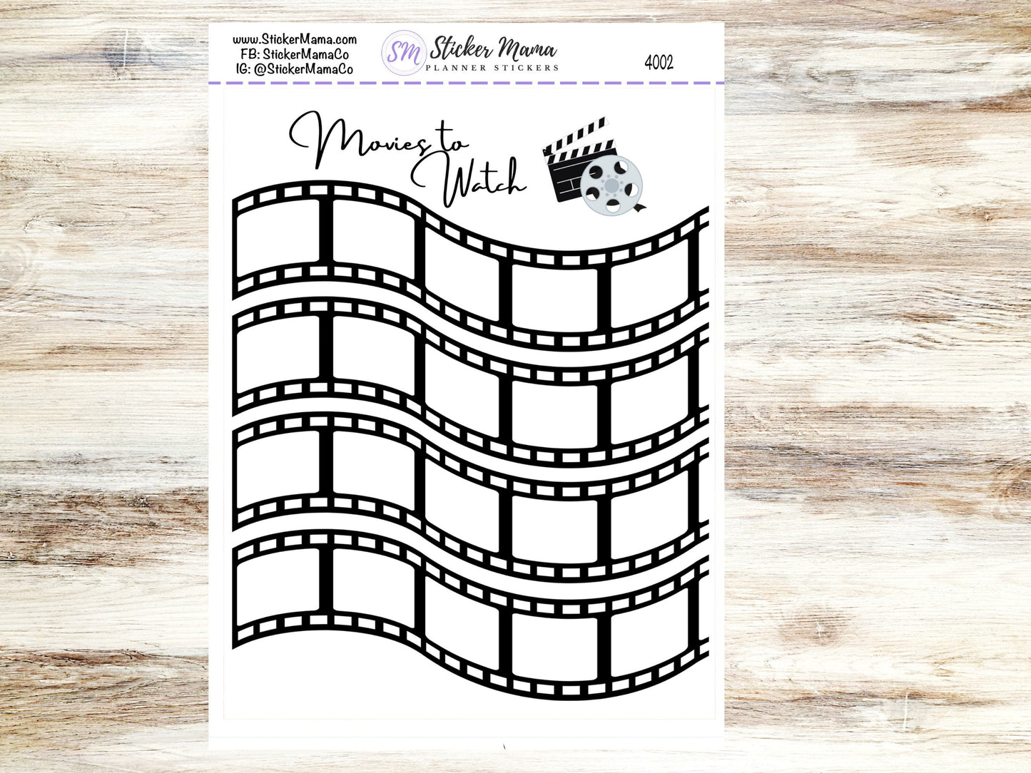 MOVIE TRACKER 4002 - A5 or 7x9 Movie Planner Stickers - Movie Tracker Sticker - Movie Log Sticker