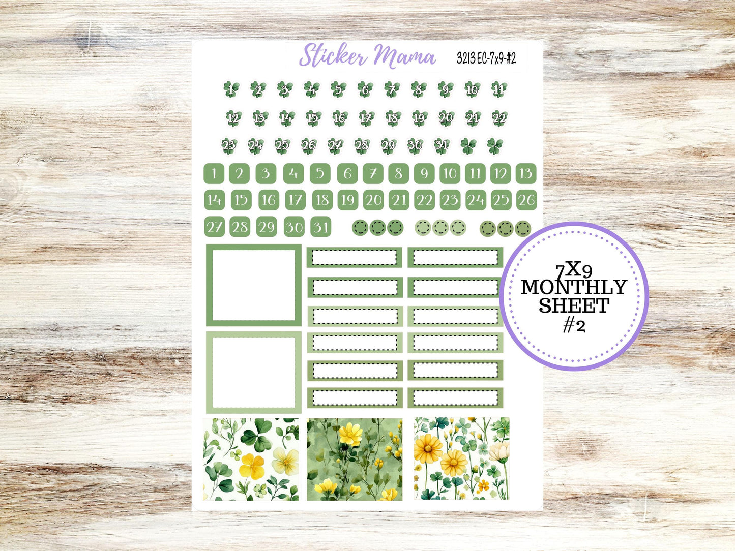 ERIN CONDREN Monthly Kit-3213 || 7X9 || Lucky Blossom - 7x9 ec March Monthly Kit - February Monthly Planner Kits -  Monthly Pages || 11-25