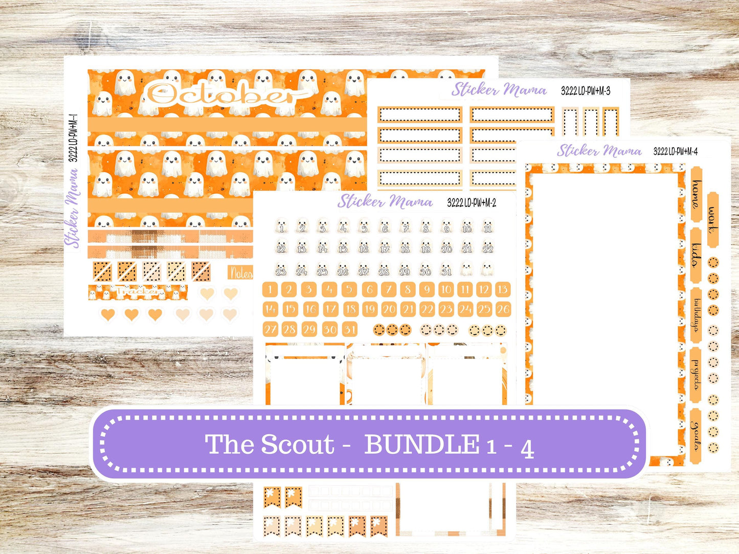 Laurel Denise Large Scout Planner Sticker Kit | Portrait Weekly + Monthly | October Cozy Ghost 3222 | 7-26