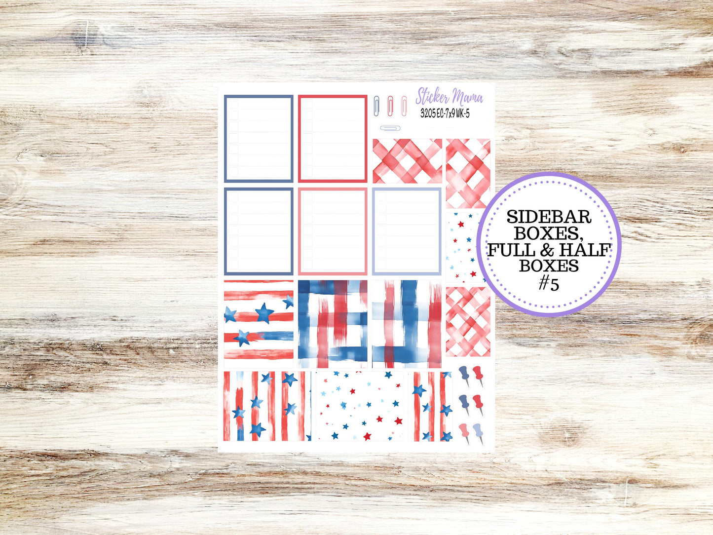 Erin Condren Weekly Planner Kit | Vertical & Hourly Stickers | WK-3205 Patriotic Festivities