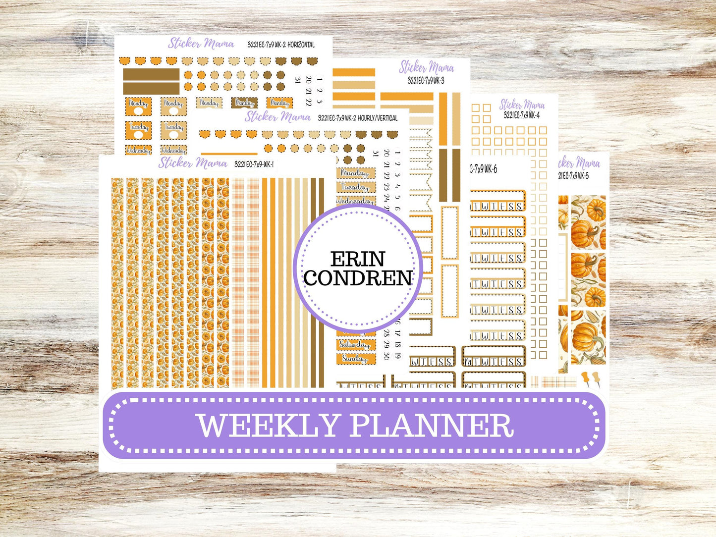 ERIN CONDREN Weekly Planner Kit WK-3221 | Pumpkin Cornstalk