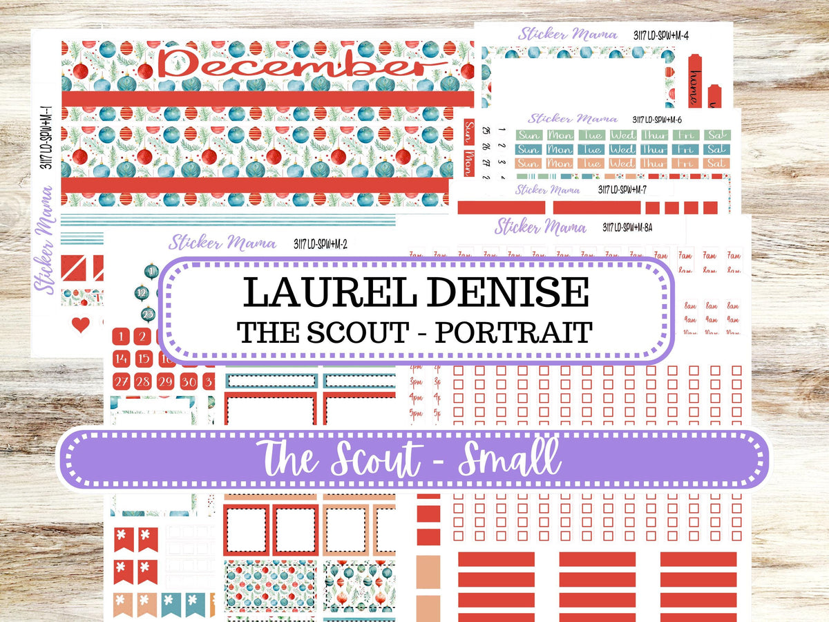 Laurel Denise Small Scout Planner Sticker Kit | Portrait Weekly + Monthly | December #3117 | 10-25