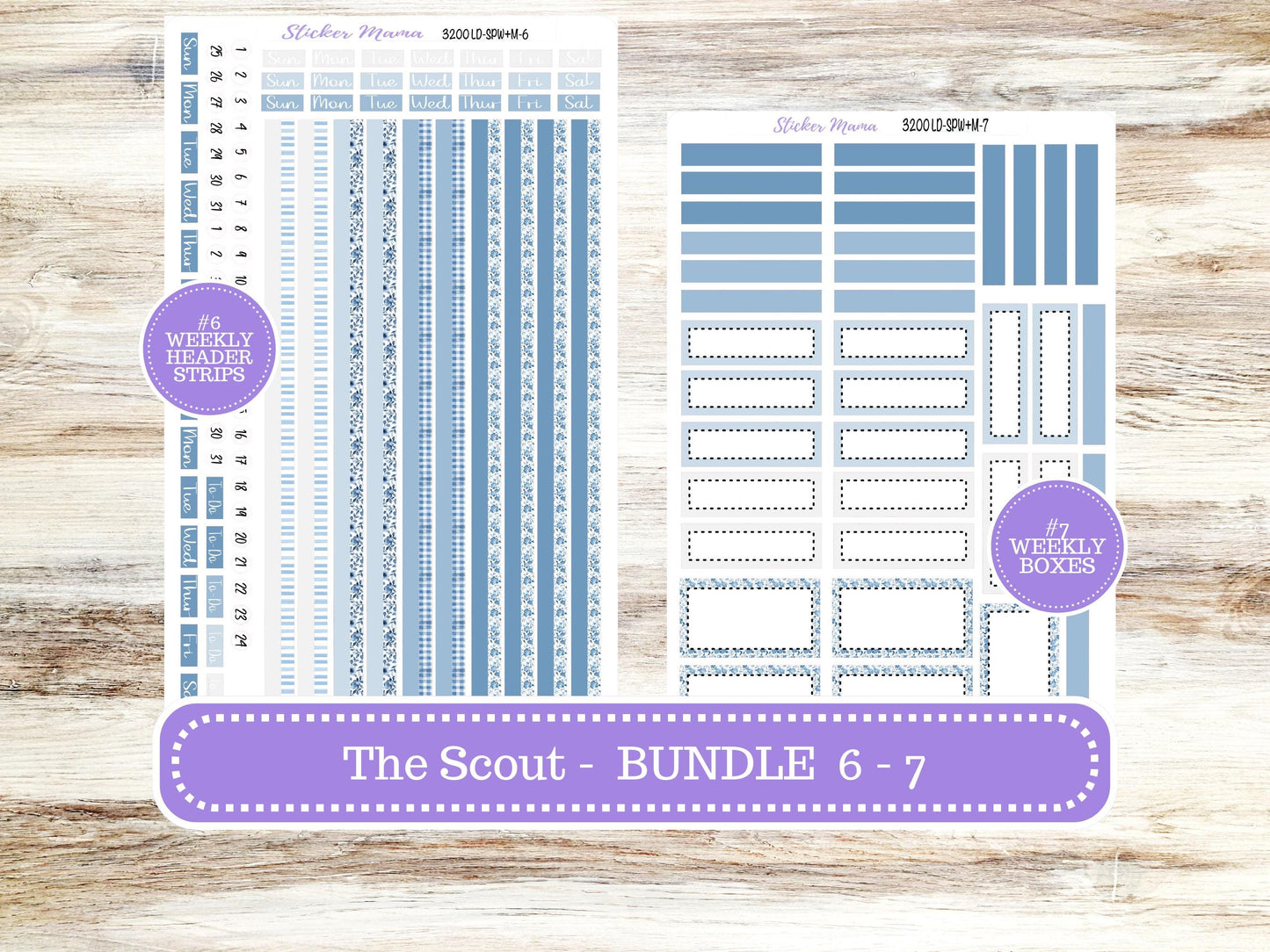 LD Small "The Scout" || PORTRAIT Weekly + Monthly Planner Kit #3200 || Blue Blossom || Laurel Denise Kit Portrait  || 12-25