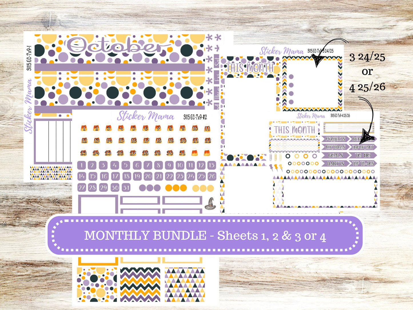 ERIN CONDREN Monthly Kit-3115 || 7X9 || Spooky Palette - 7x9 ec October Monthly Kit - October Monthly Planner Kits -  Monthly Pages