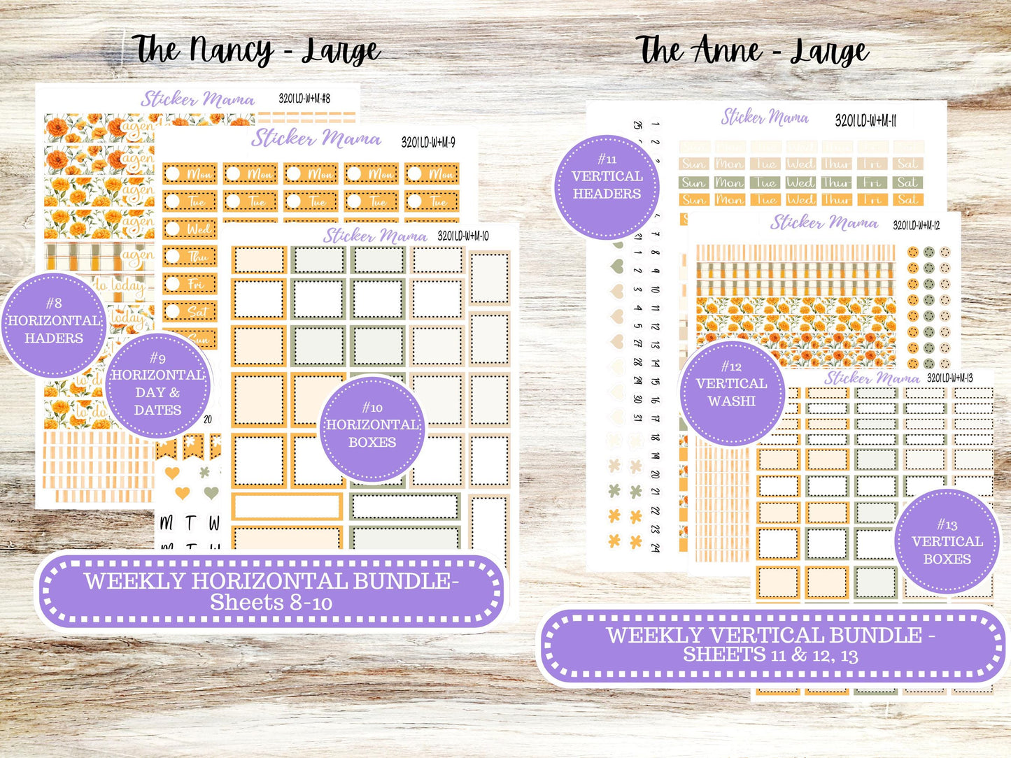 Laurel Denise Large Nancy & Anne Planner Sticker Kit | Vertical Horizontal Week + Month | Month of your Choice 3201 Fall Colors | 5-26