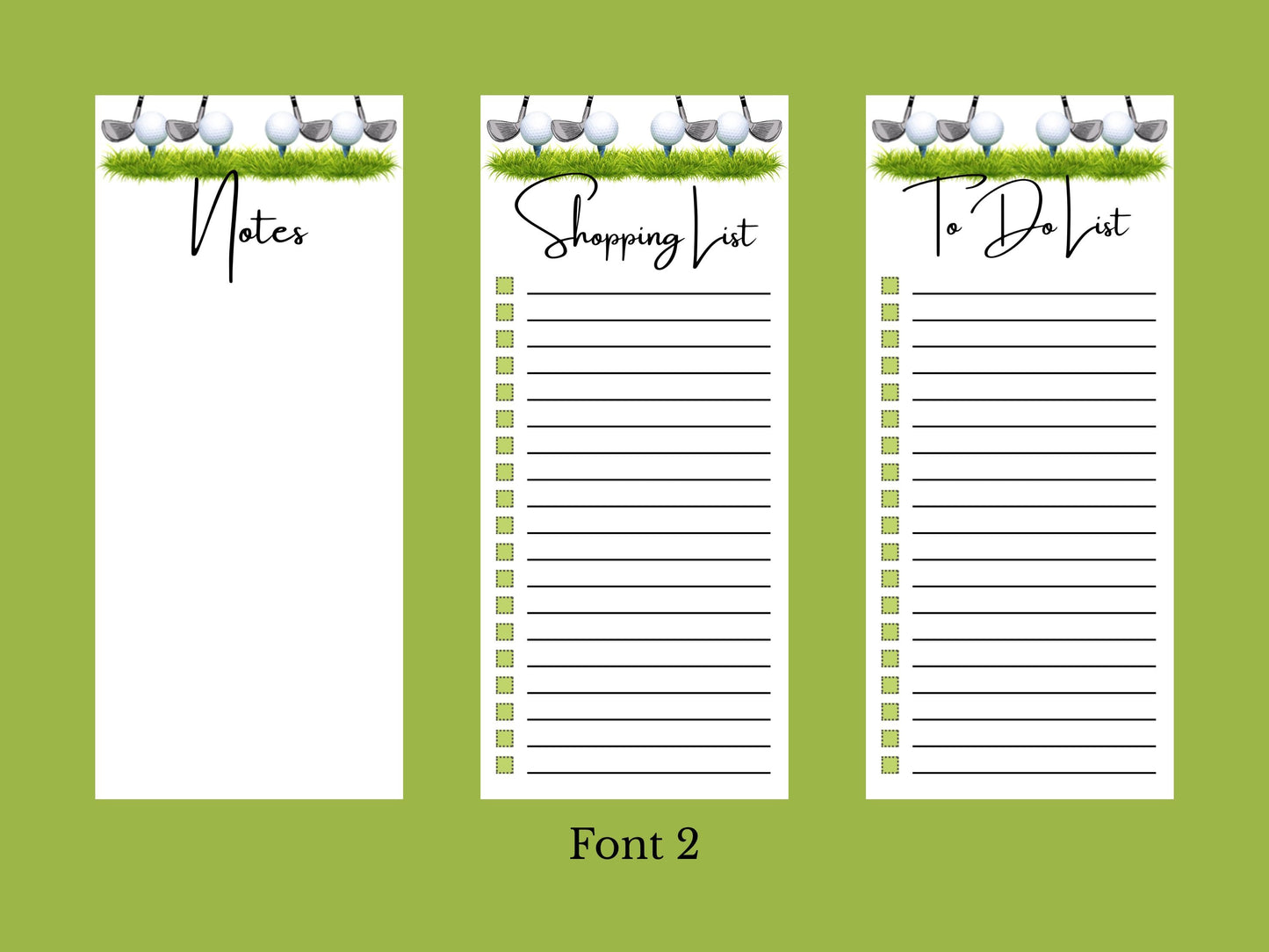 Tee Time - Golf Notepads | Set of Three | 3.5 x 8 | To Do List | Shopping List | Notes