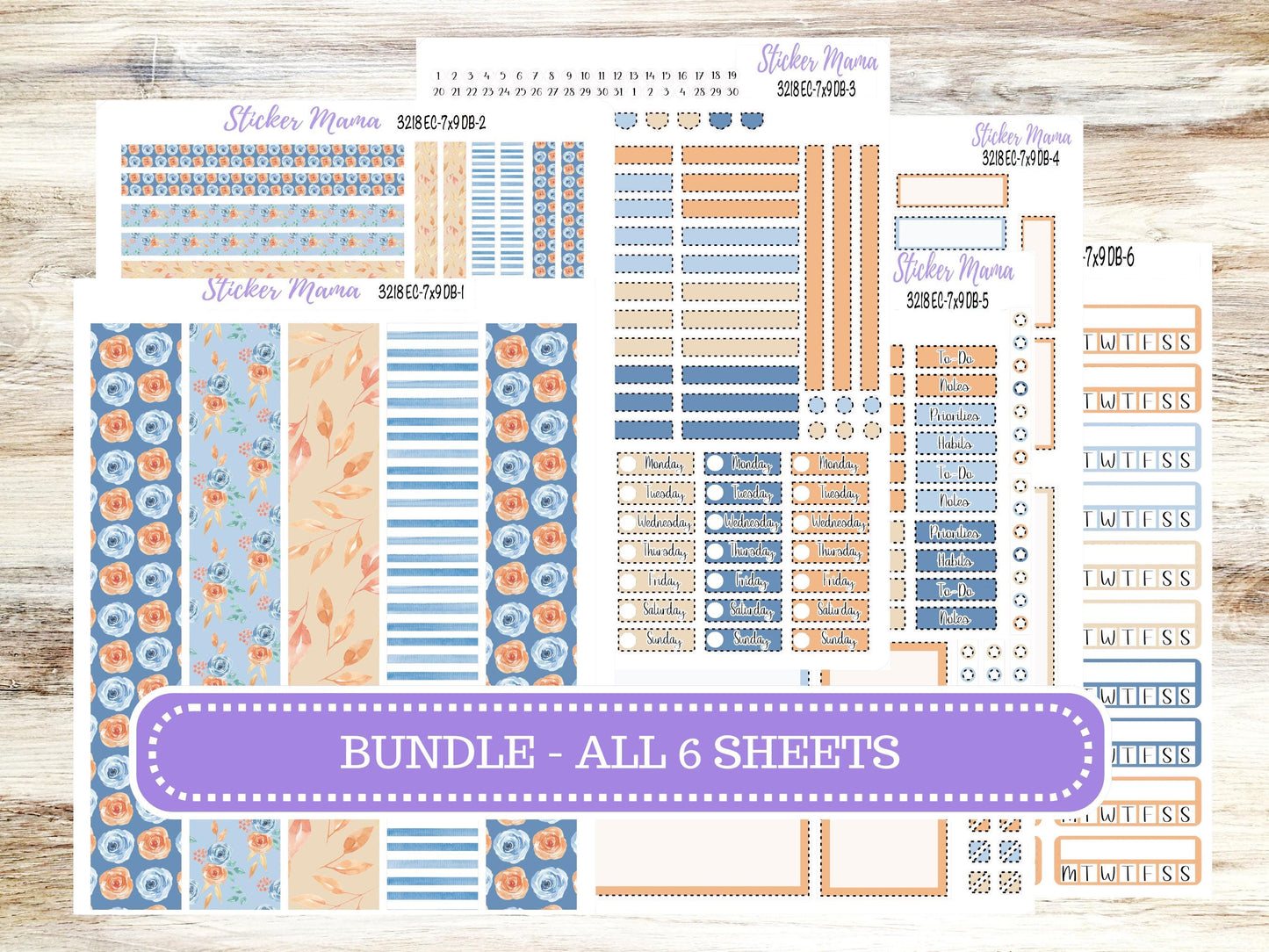 Erin Condren Dashboard Planner Sticker | Kit DB-3218 Blossom Breeze