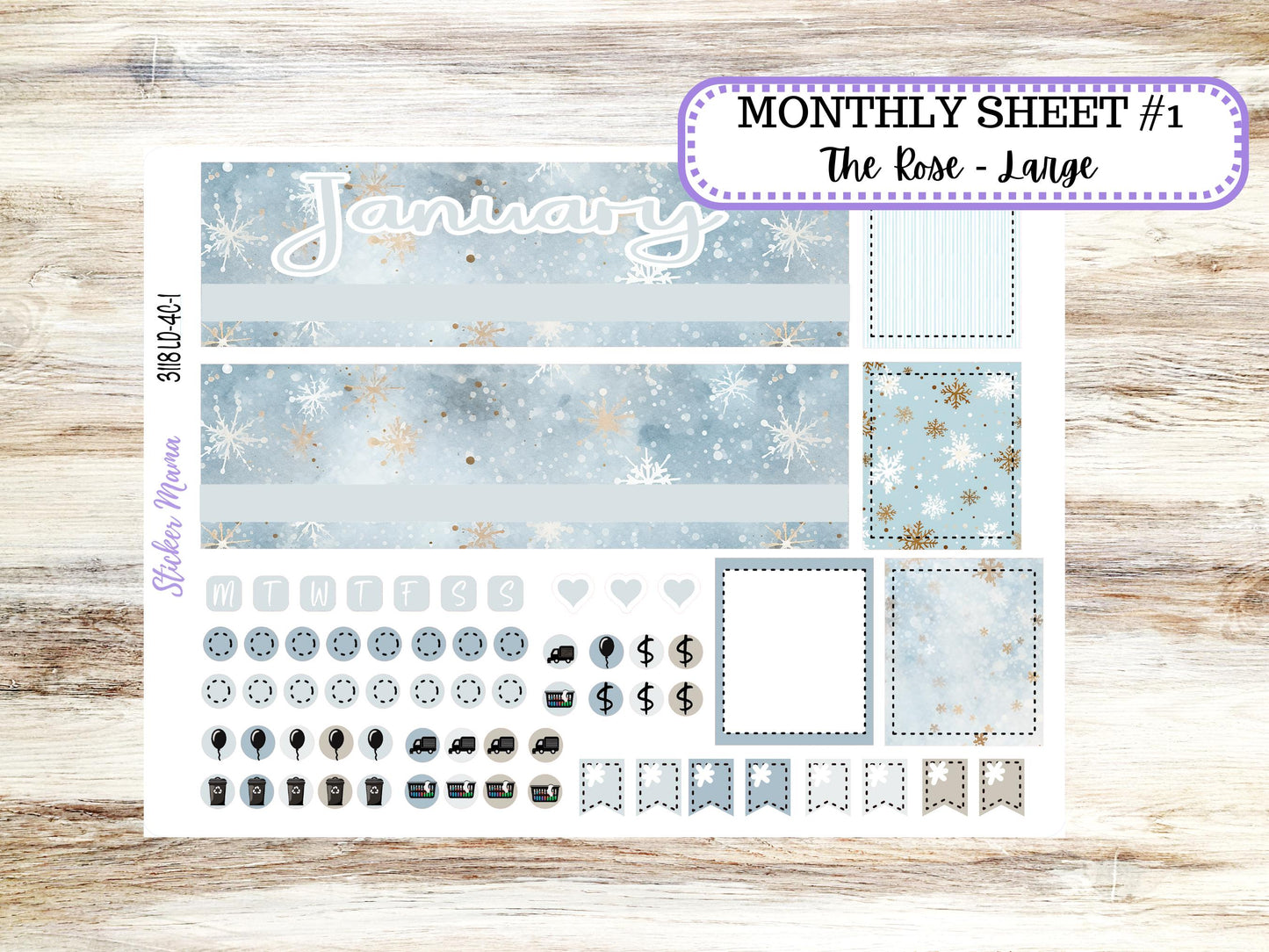 LD "The Rose" Large || 4-COLUMN (formerly project)  Planner Kit #3118 || January || Laurel Denise Stickers || 10-25