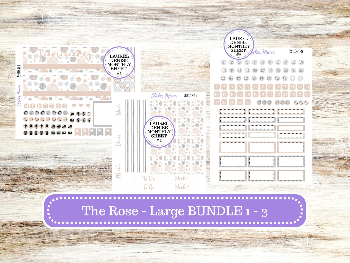 LD "The Rose" Large || 4-COLUMN (formerly project)  Planner Kit #3211 || Love Notes || Laurel Denise Stickers || 10-25