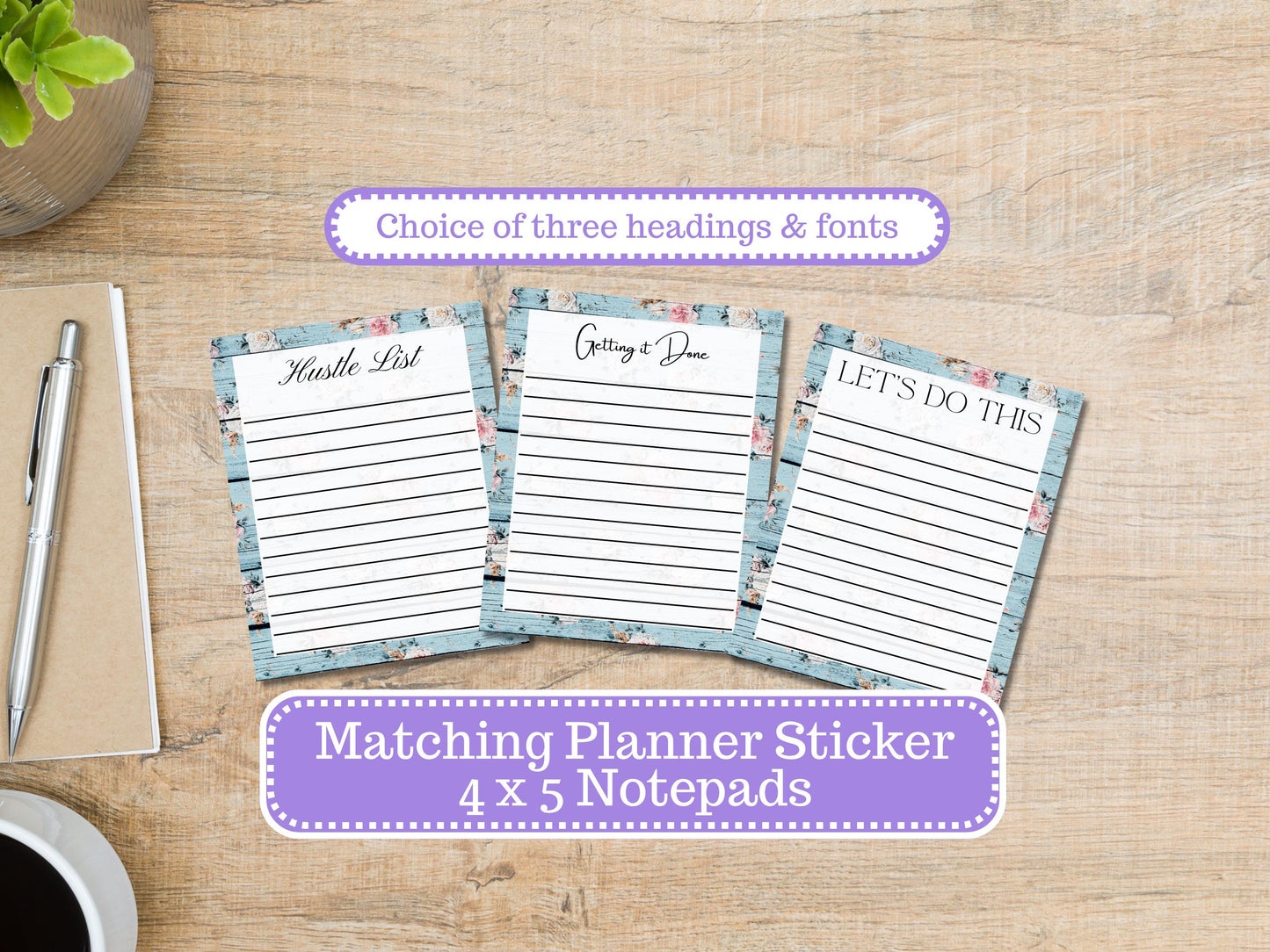 Chic Roses 3216 Notepad | 4 x 5 | To Do List | Shopping List | Note Pad