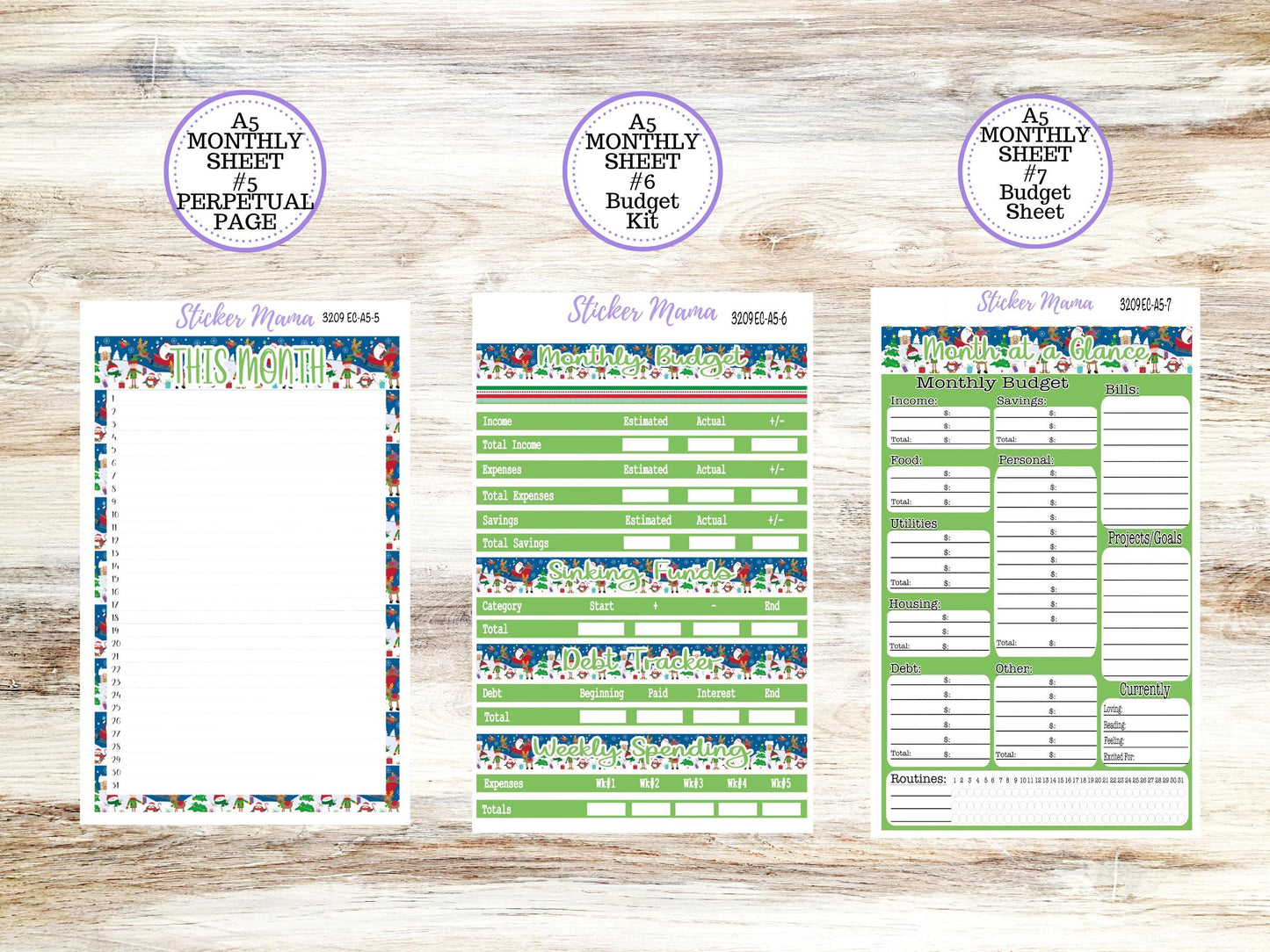 ERIN CONDRE Monthly Kit-3209 || A5 || Jolly Pines Stickers  || - ec December Monthly Kit - Monthly Planner Kits - Monthly Budget